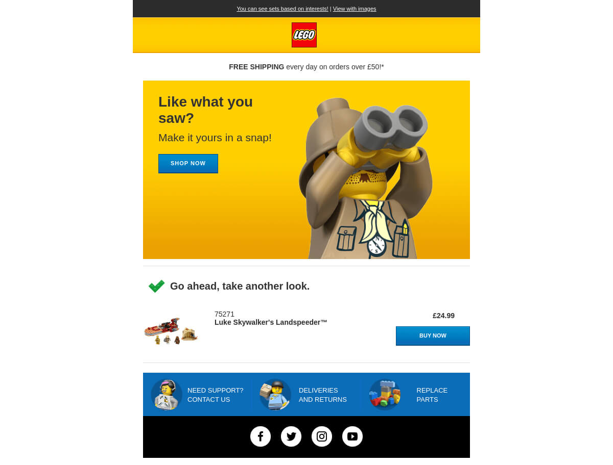 Lego's Abandoned Cart Email