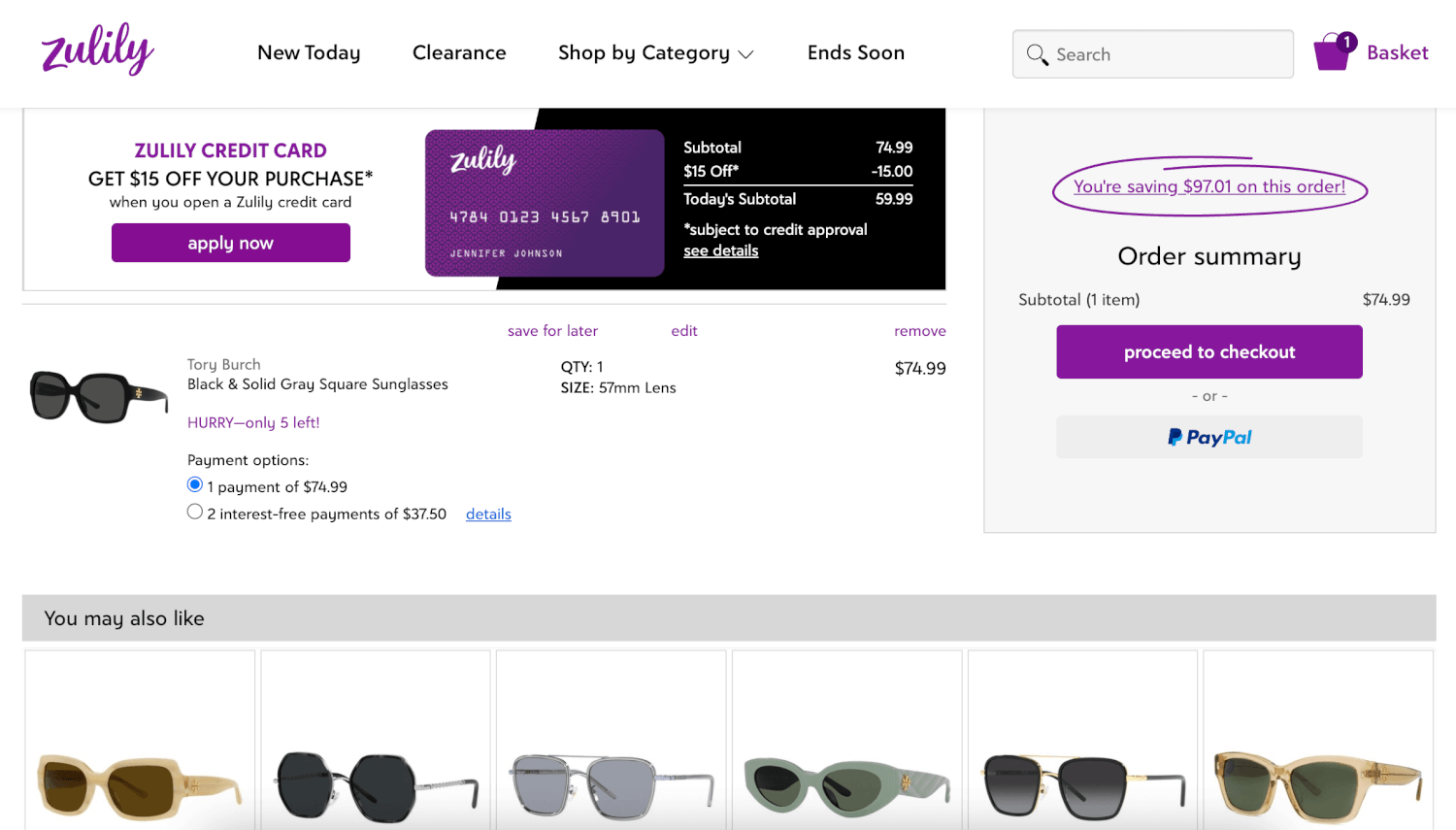 An example of website personalization by Zulily